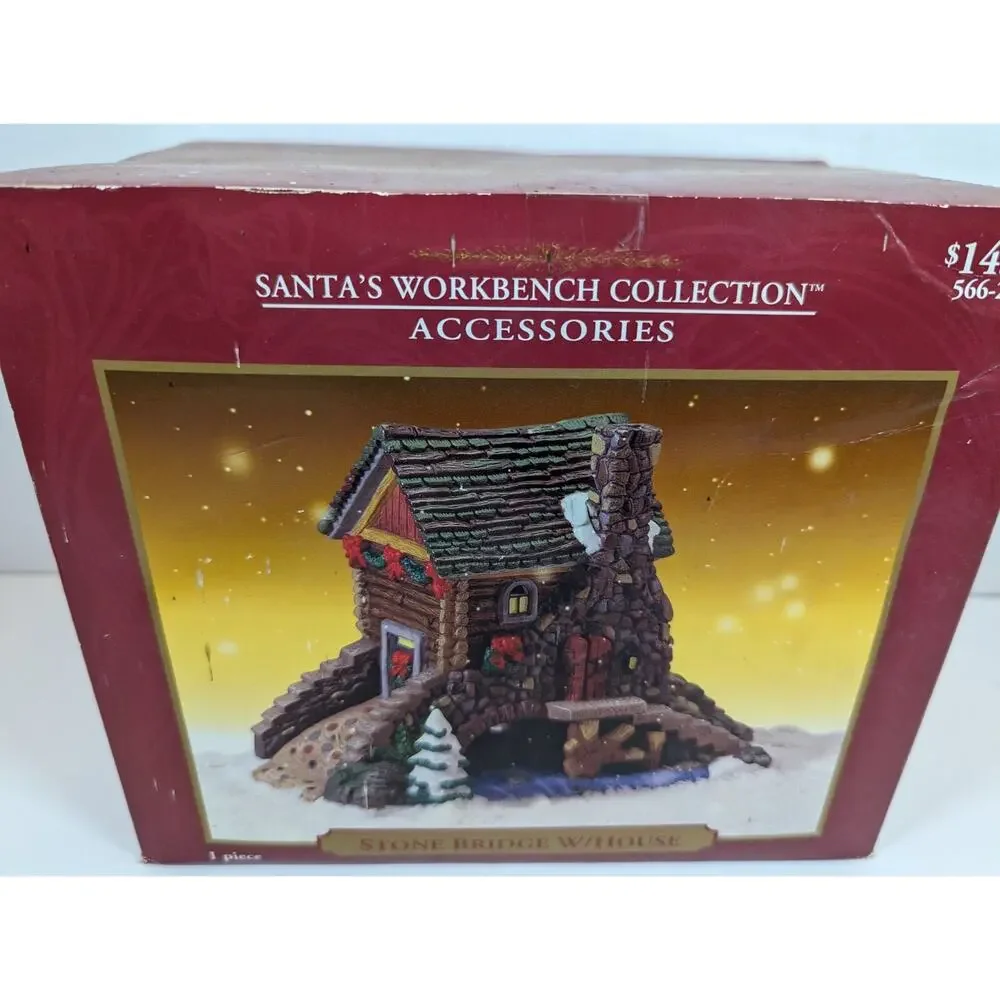 Stone Bridge With House 2001 Santa's Workbench Collection MIB
